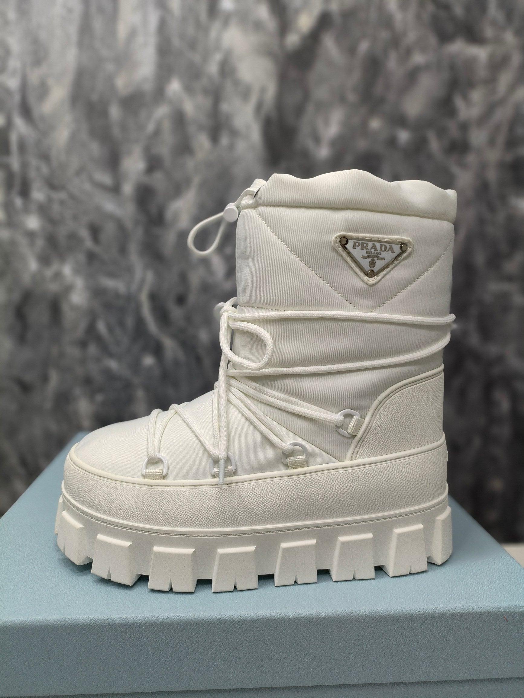PRA RE-NYLON GABARDINE APRÃˆS SKI BOOTIES WHITE
