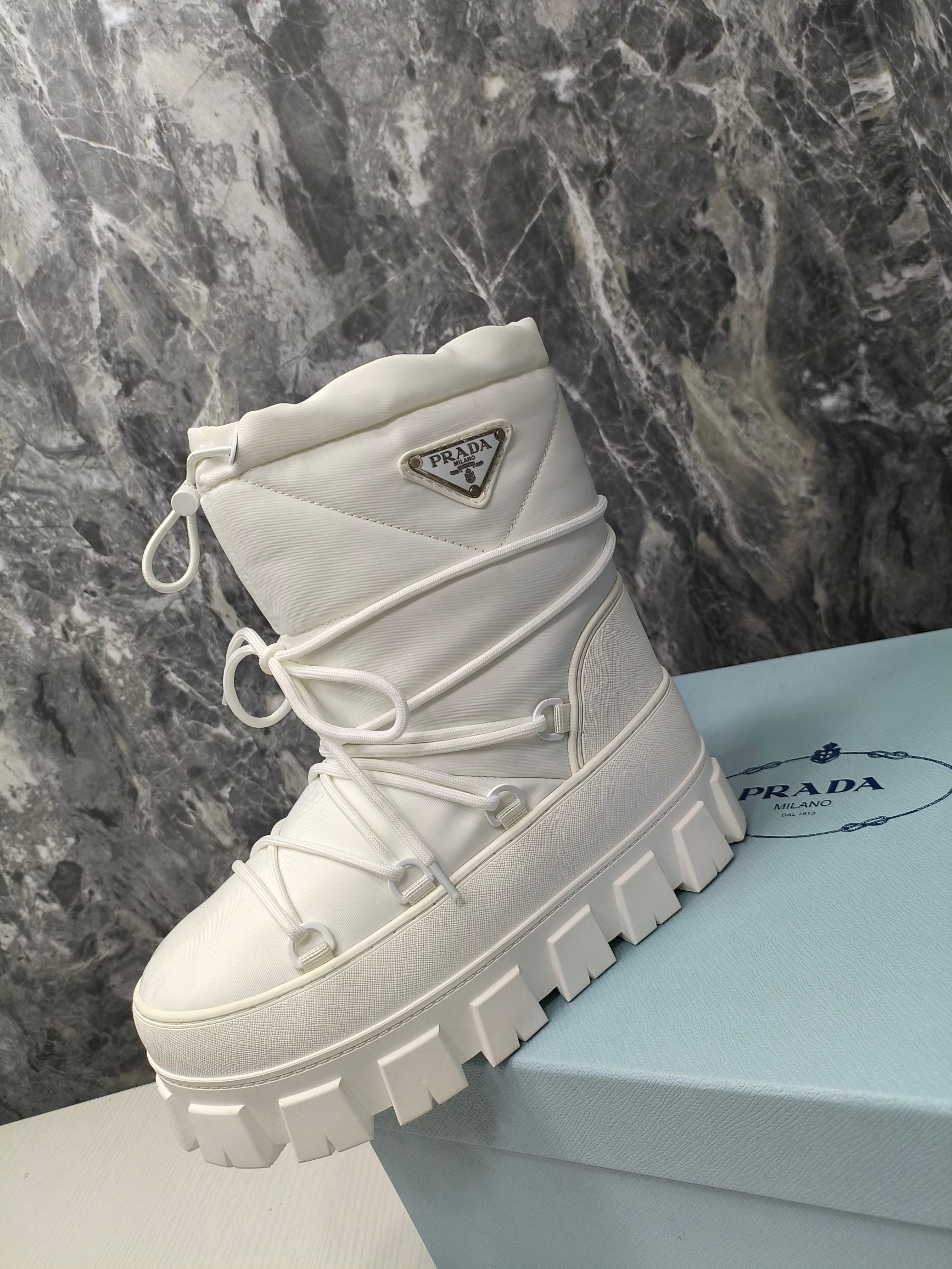PRA RE-NYLON GABARDINE APRÃˆS SKI BOOTIES WHITE