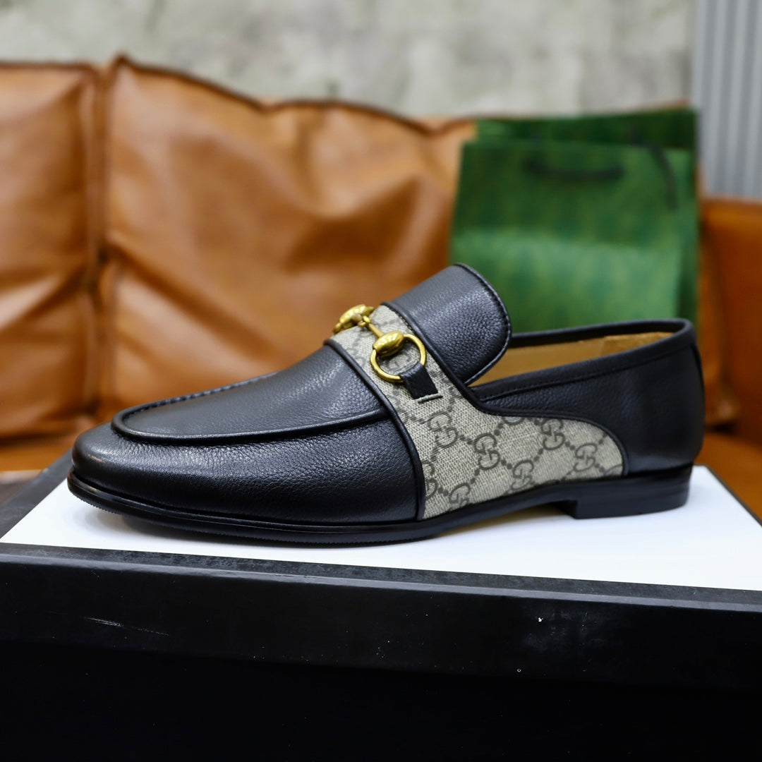 GG Men's Loafer Black Cowhide Canvas 551268