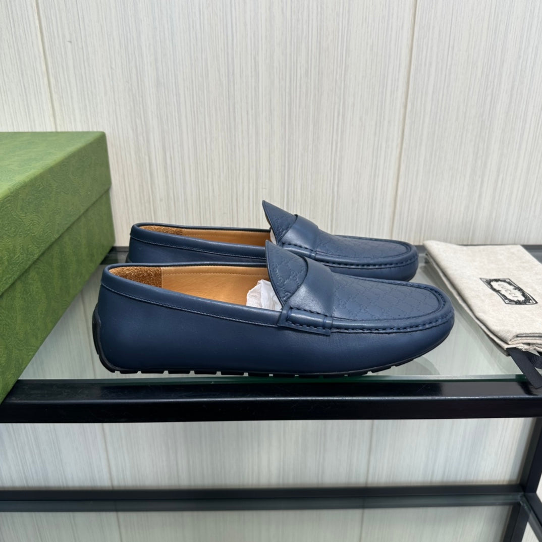 GG Men's Loafer Navy Blue Cowhide 165497