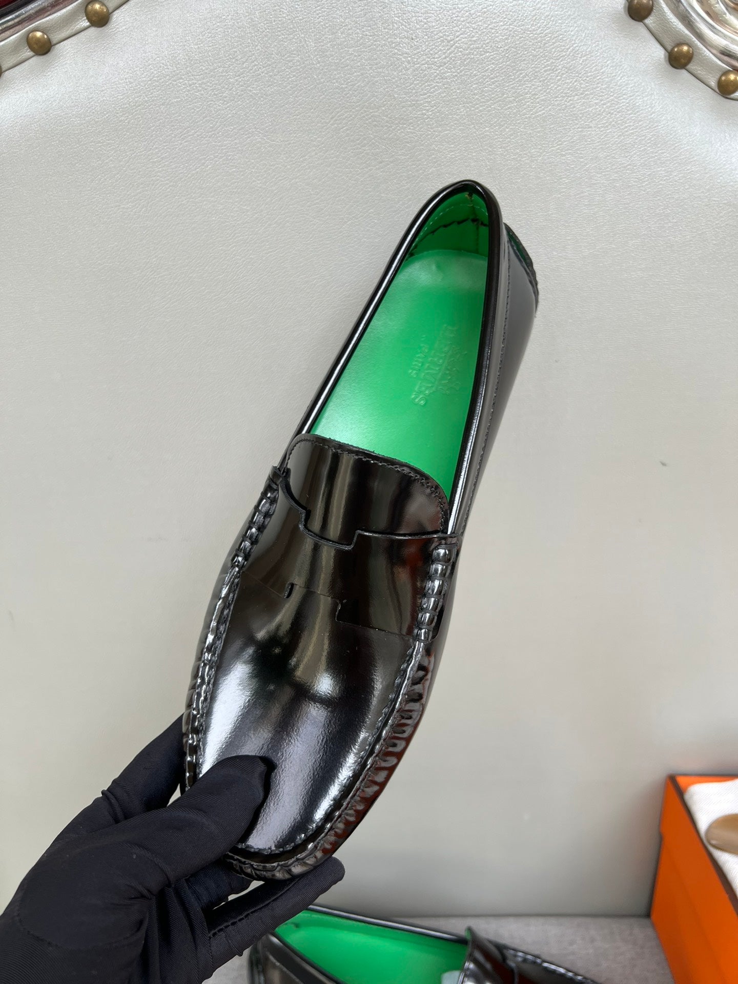 HM Men's Moccasins Loafer Black Patent Leather 565862