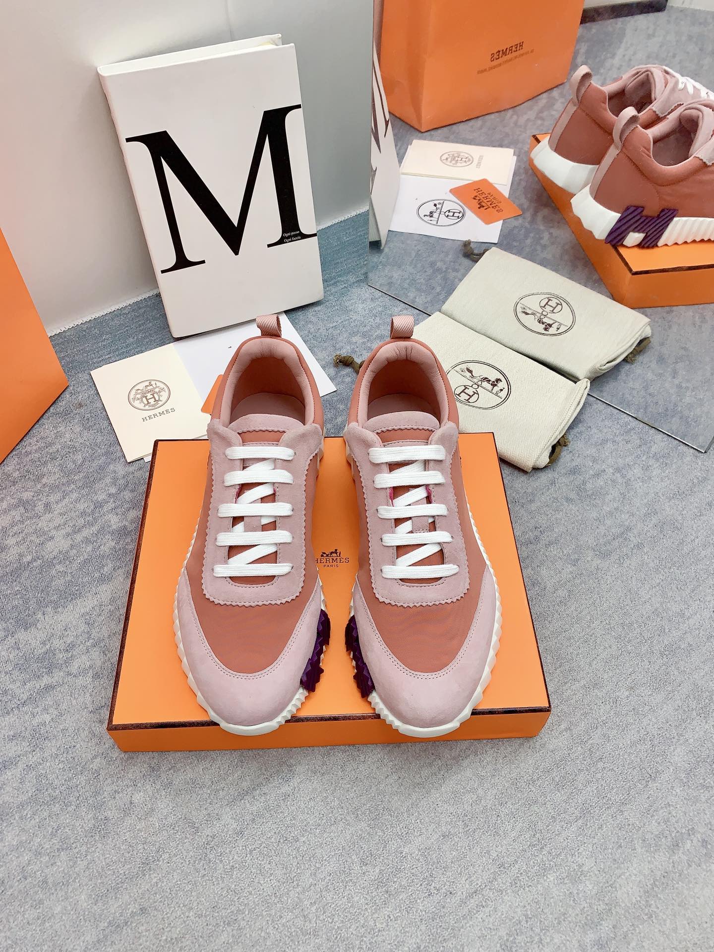 HM Bouncing Sneaker In Coral Pink Fabric 106441
