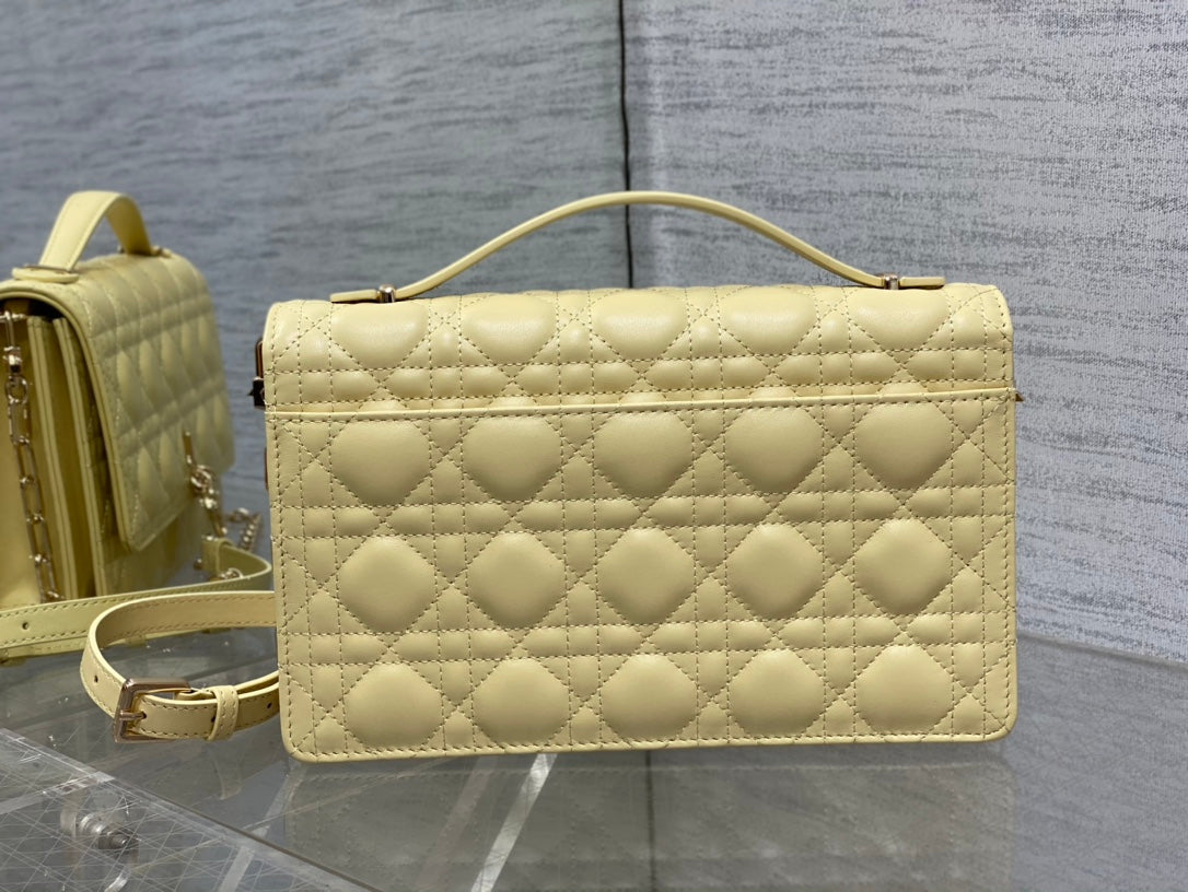 MY CD 24 TOP HANDLE BAG LIGHT YELLOW LAMBSKIN