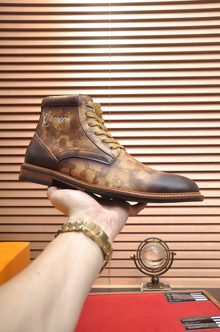LV SHORT BOOT IN OMBRE BROWN CALFSKIN