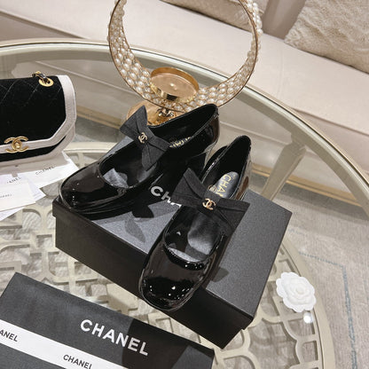 CC High Mary Janes 55mm Black With Bow Glossy Calfskin 943290