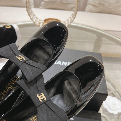 CC High Mary Janes 55mm Black With Bow Glossy Calfskin 943290