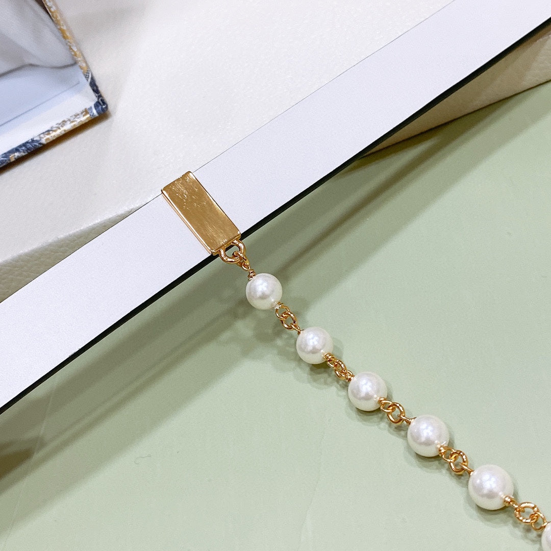 Dior Pearl Belt 20mm Cowhide 206419