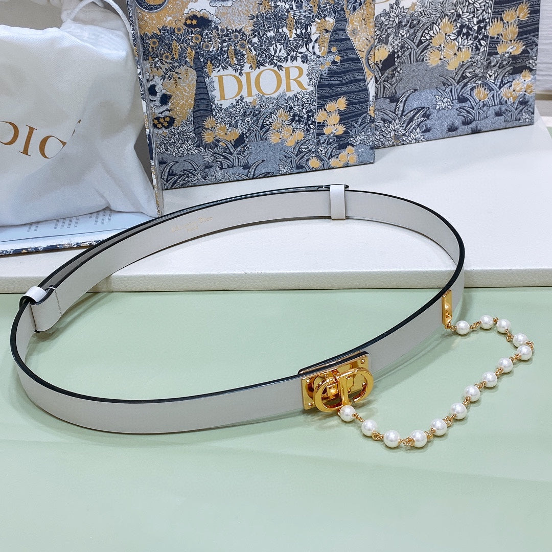 Dior Pearl Belt 20mm Cowhide 206419