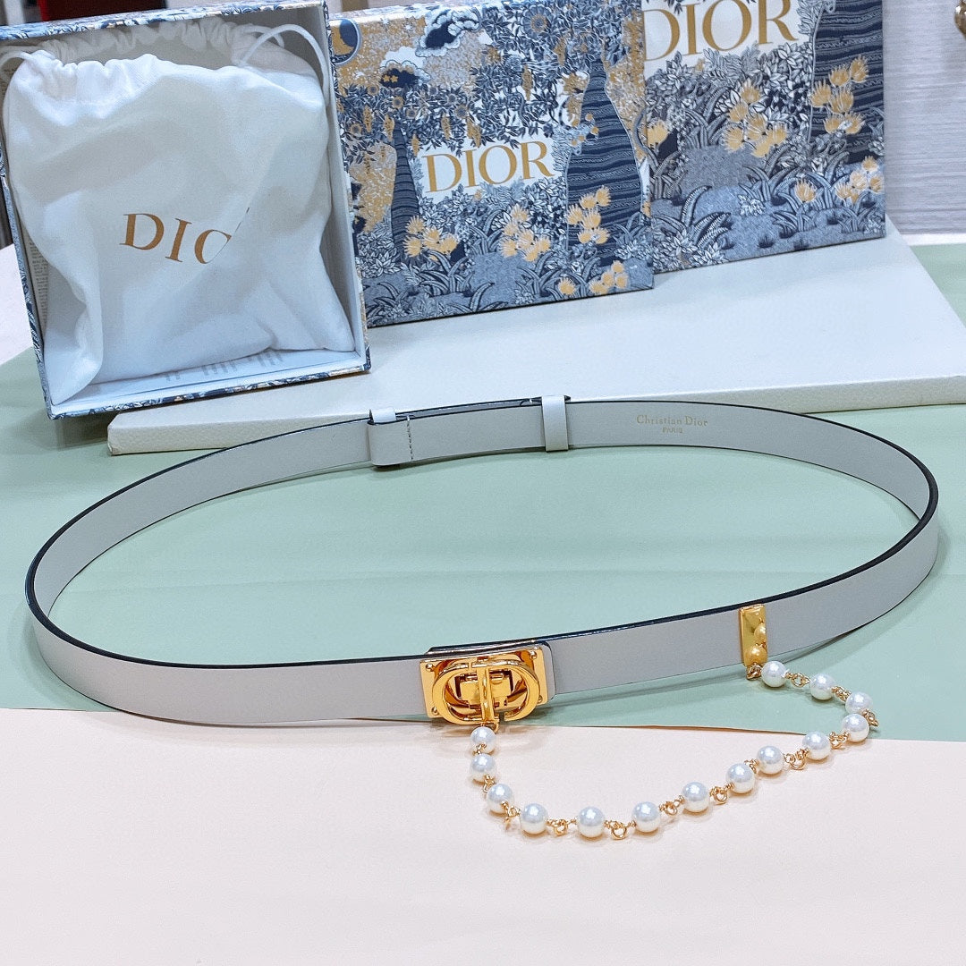 Dior Pearl Belt 20mm Cowhide 206419
