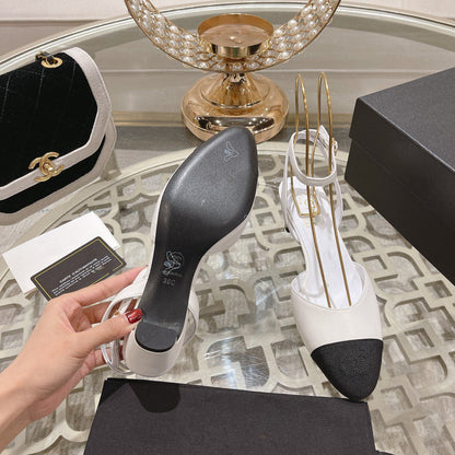high slingbacks white black lambskin grosgrain