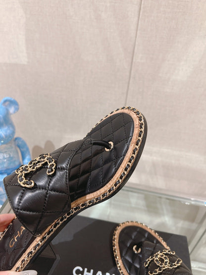 cc thong sandal 50 black quilted lambskin