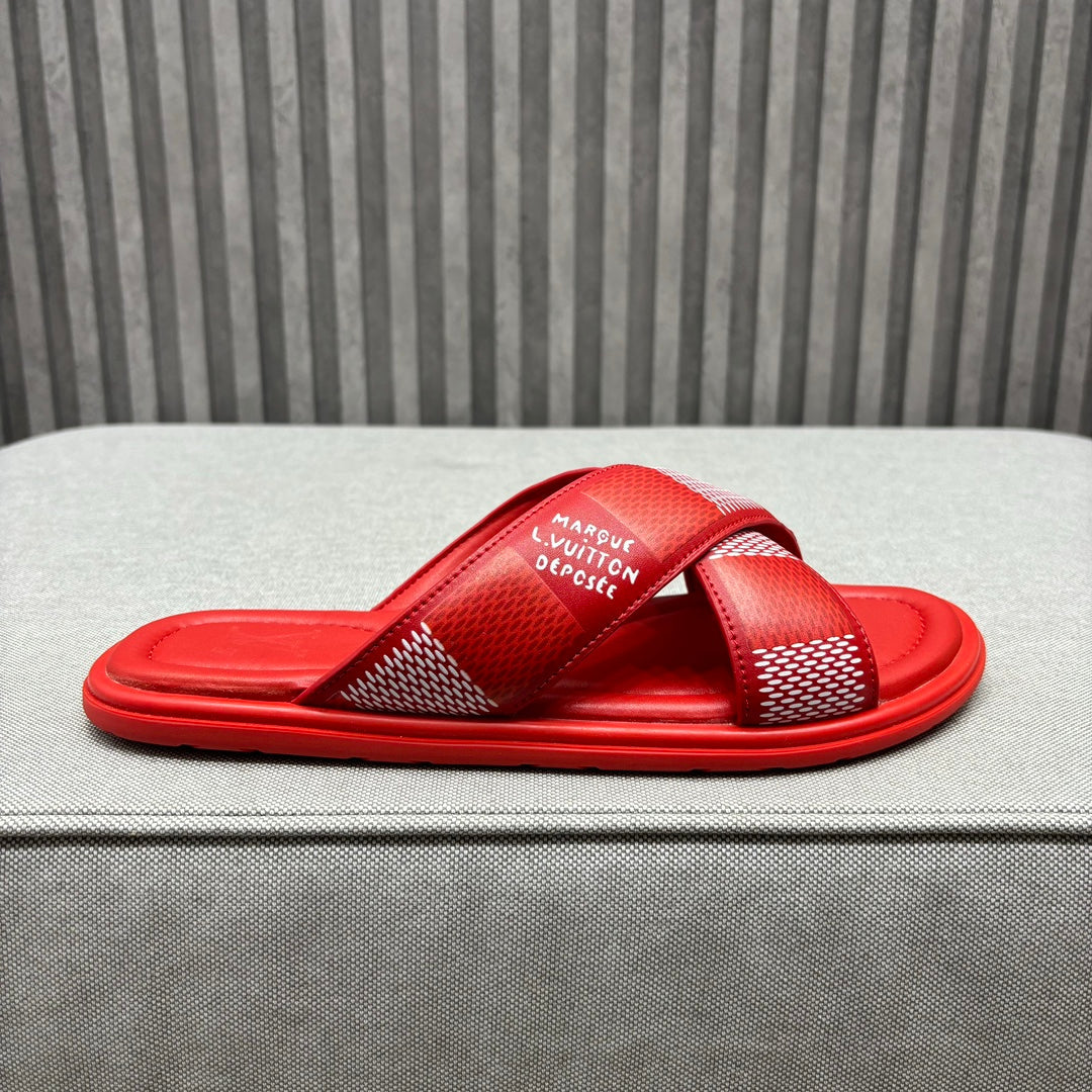LV VENICE MULE SANDALS CHERRY RED