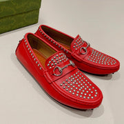 GG Men's Leather Loafer Stud Red Calfskin