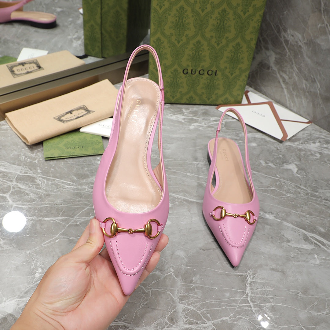 GG Slingback Flat Sandals pink
