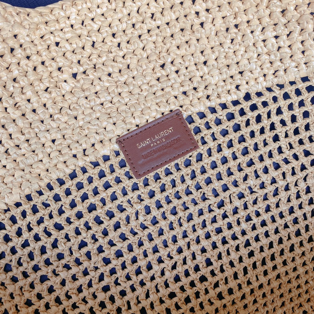 icare 58cm woven raffia calfskin
