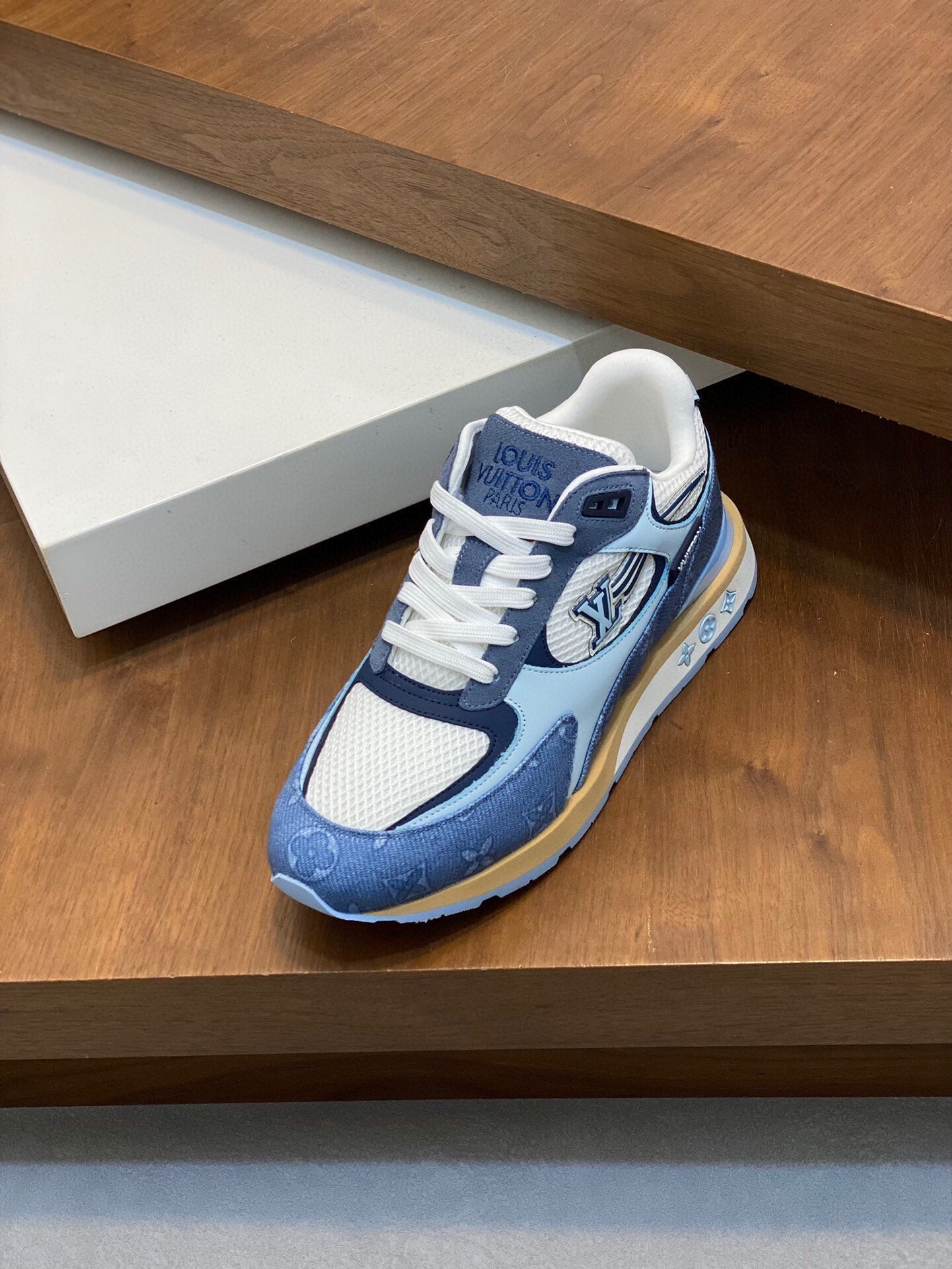 LV RUN WAY TRAINERS SHOES LIGHT BLUE