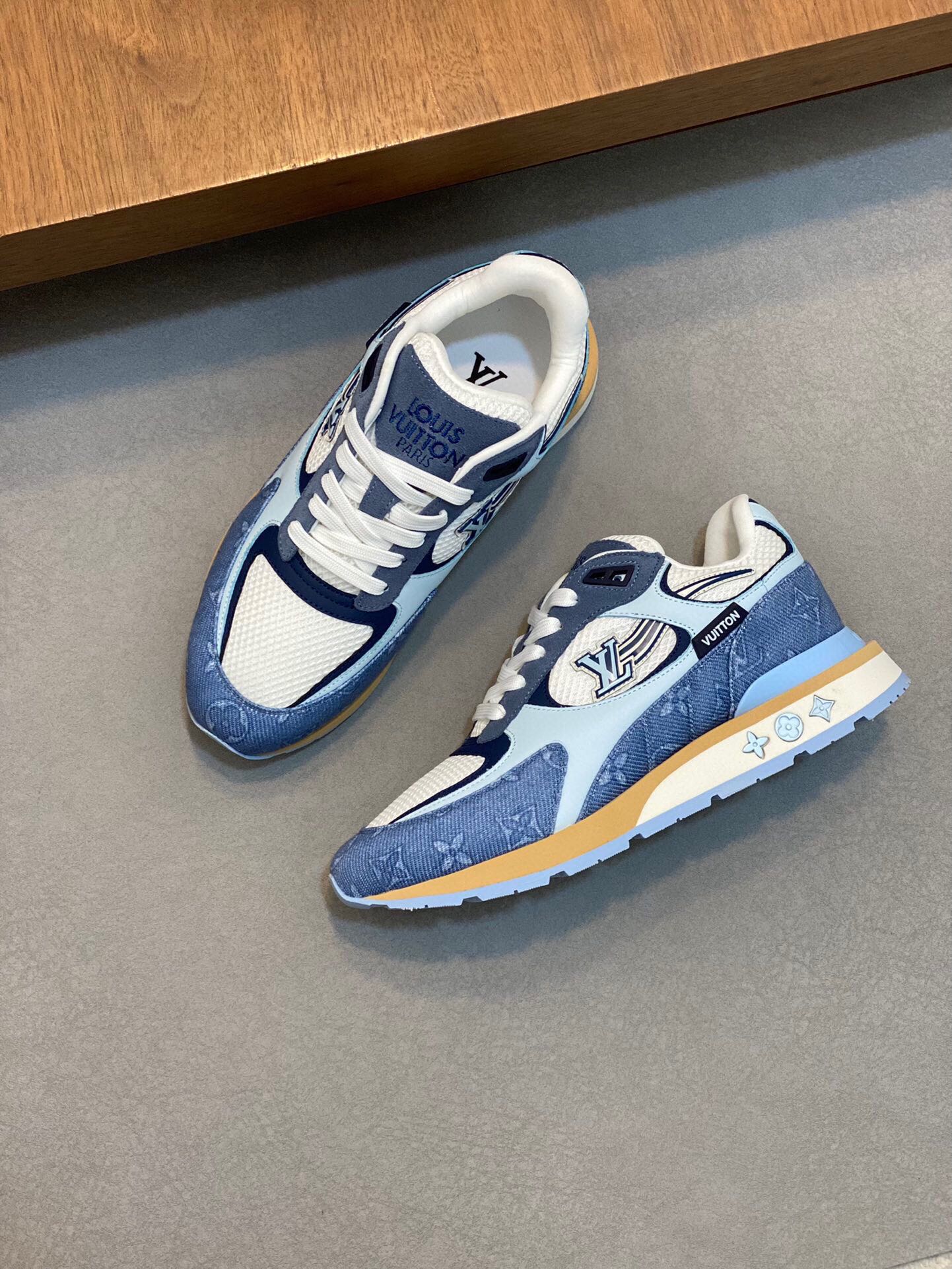 LV RUN WAY TRAINERS SHOES LIGHT BLUE