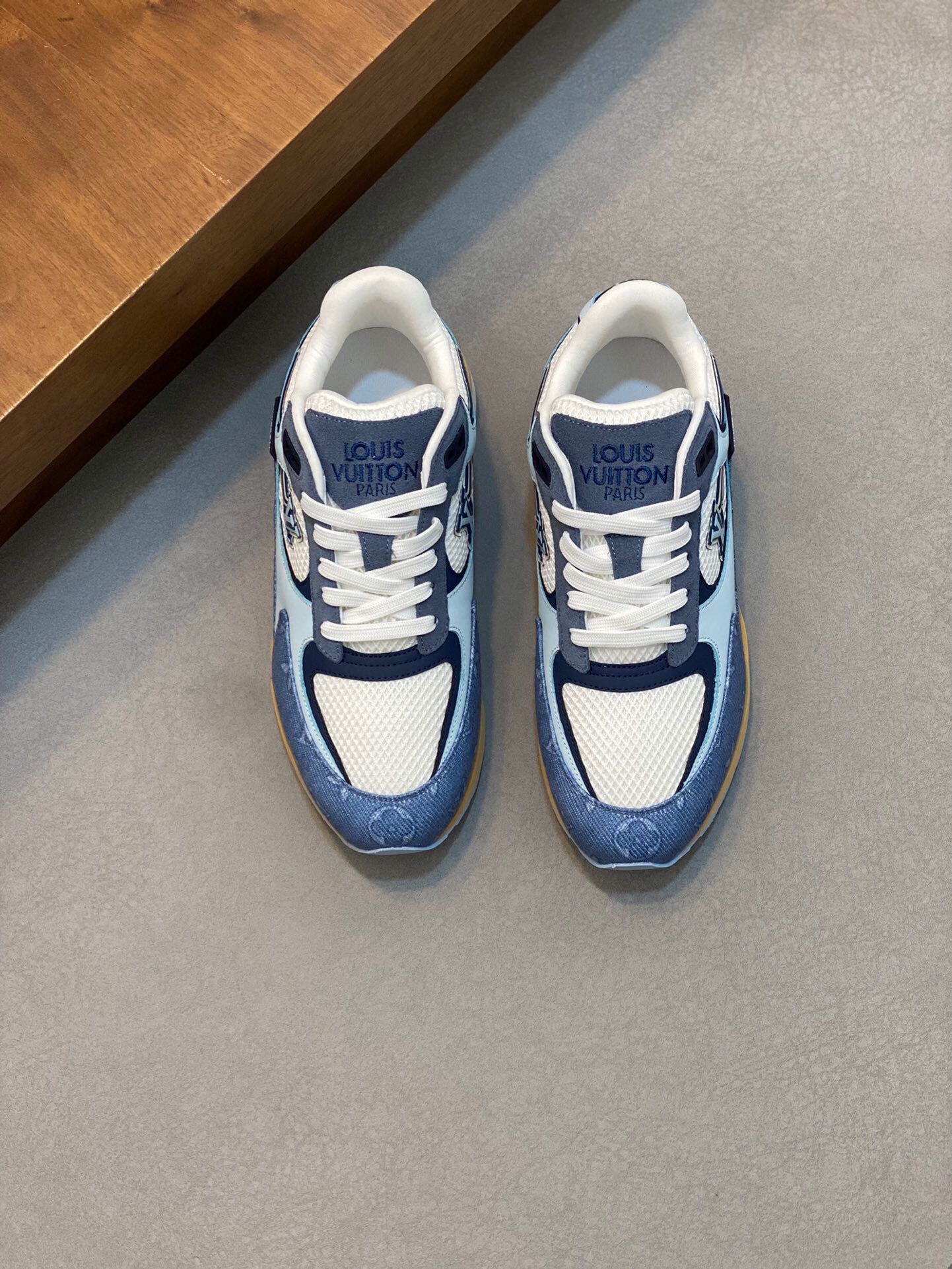LV RUN WAY TRAINERS SHOES LIGHT BLUE