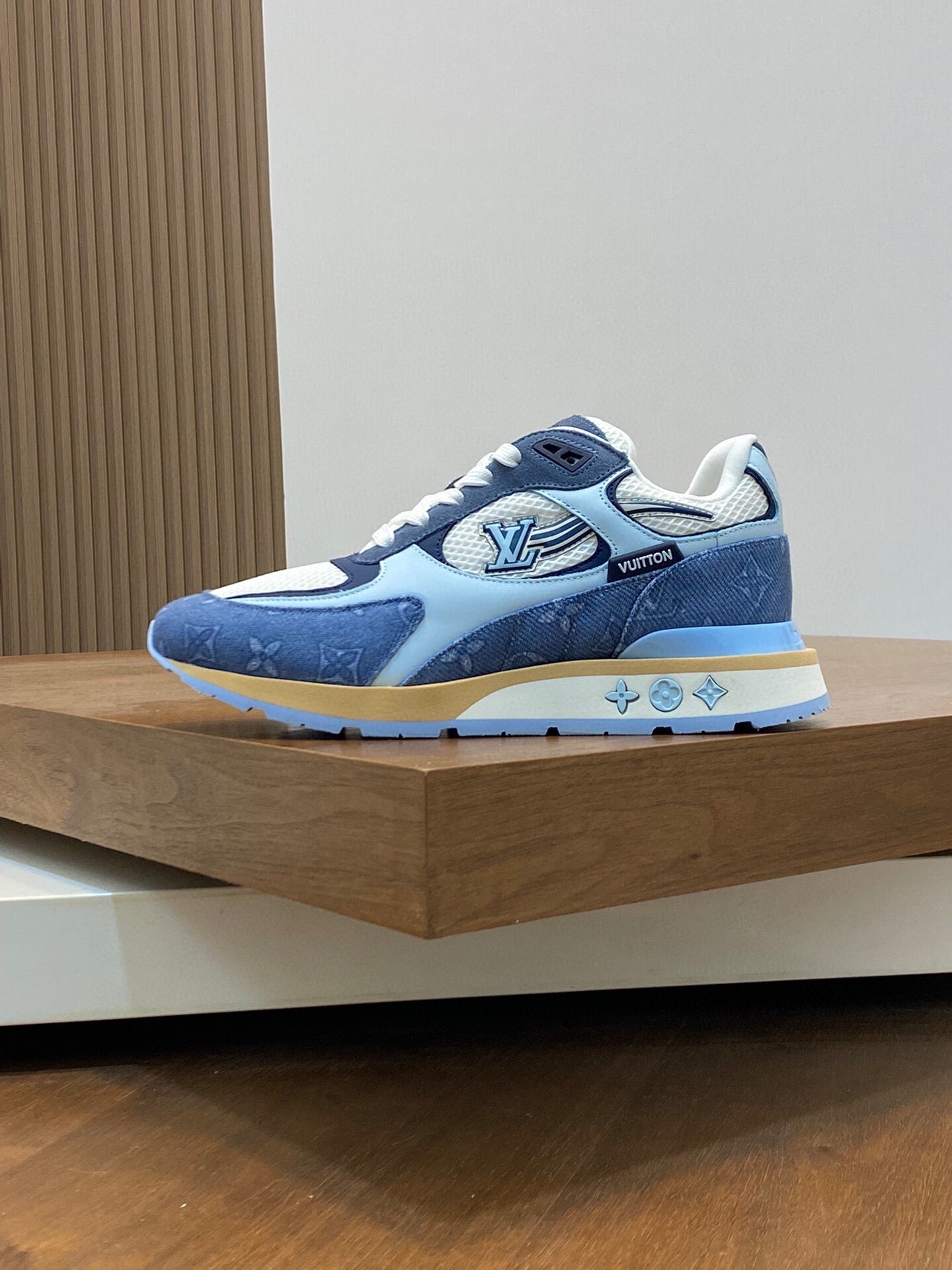 LV RUN WAY TRAINERS SHOES LIGHT BLUE