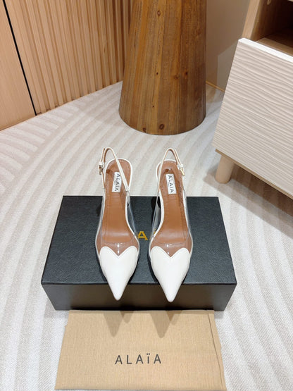 alaia slingbacks 95 optic white heart lambskin
