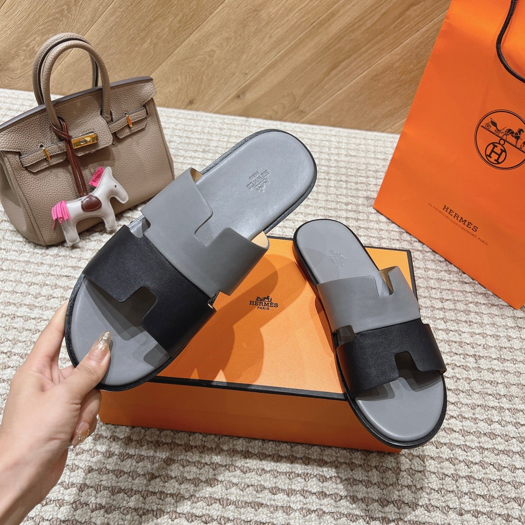 HM Izmir Sandals Gray Black Calfskin 294940