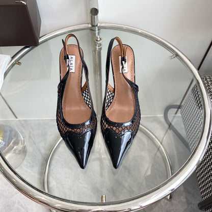 alaia slingbacks 60 fishnet black heart lambskin