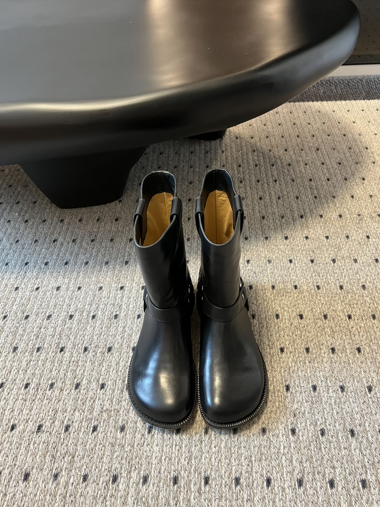 Loewe knight boots black sheepskin 478450