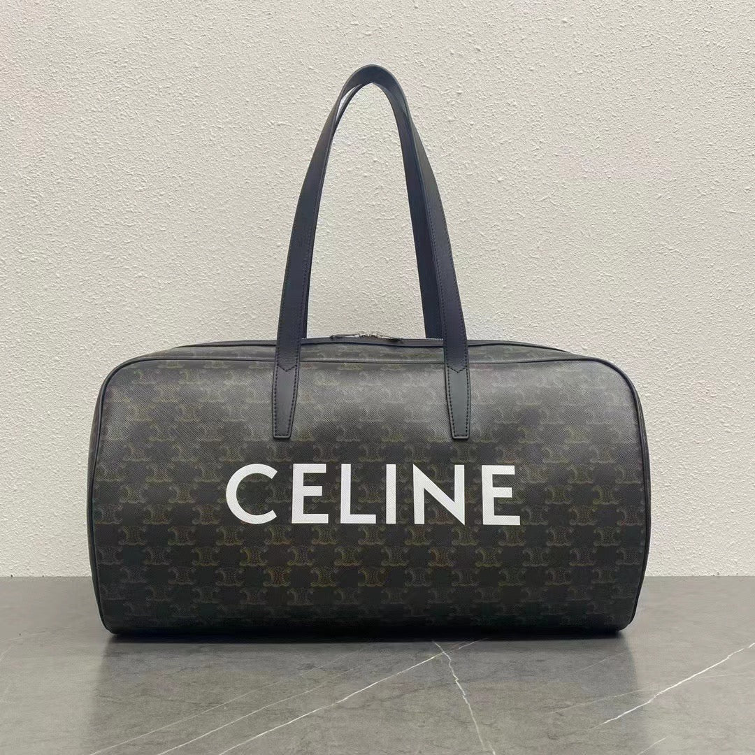 Celine 2026 Voyage Bag 45cm Black White Canvas Leather