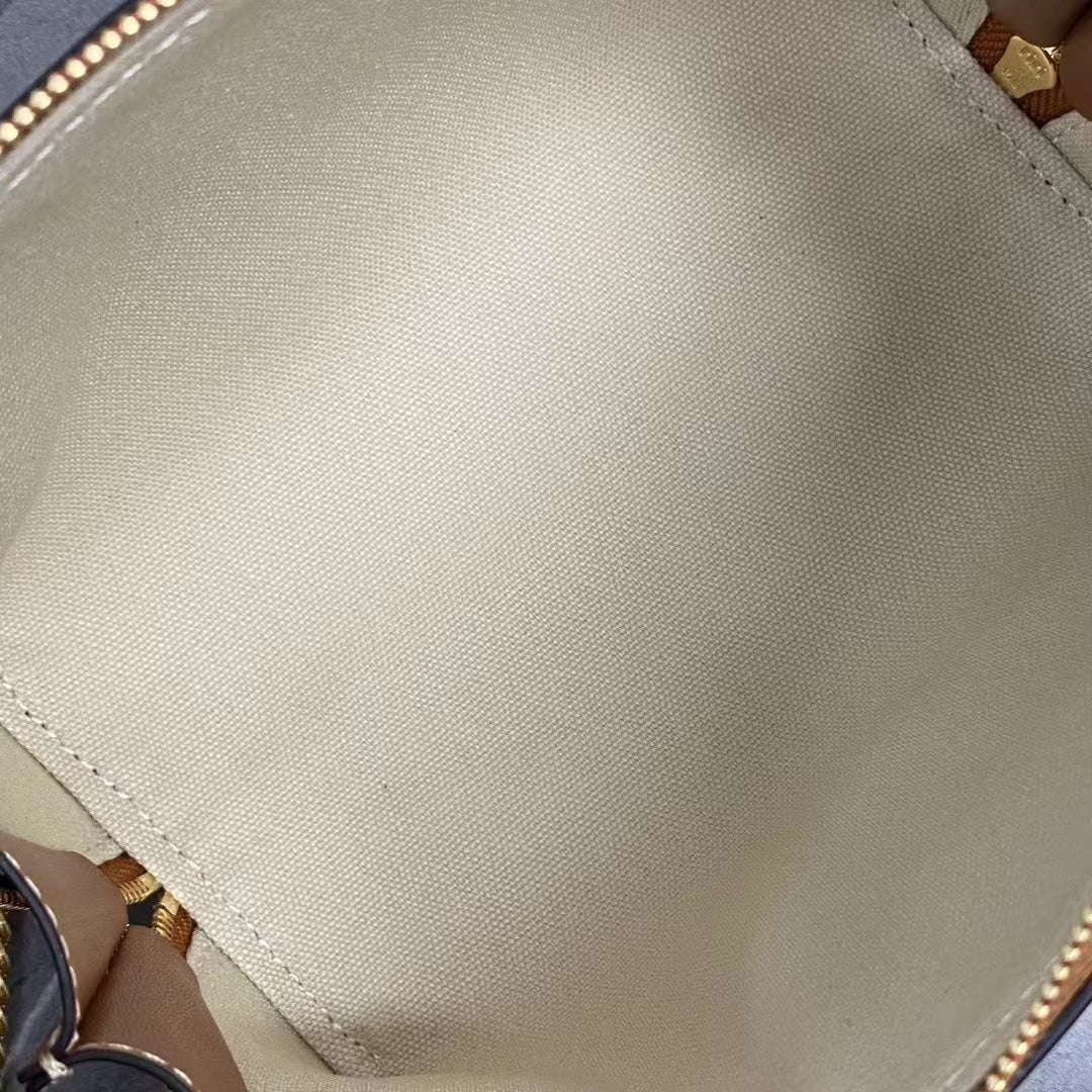 Celine 2026 Cuir Triomphe Clutch On Chain White Brown Canvas Calfskin