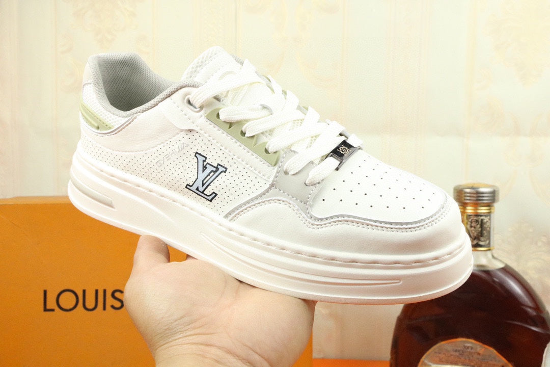 LV TRAINER SNEAKER IN WHITE MESH CALFSKIN