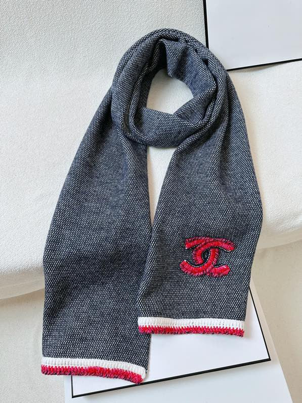 CC Scarf 220 CM In Black Grey Mix Red Cashmere 389885