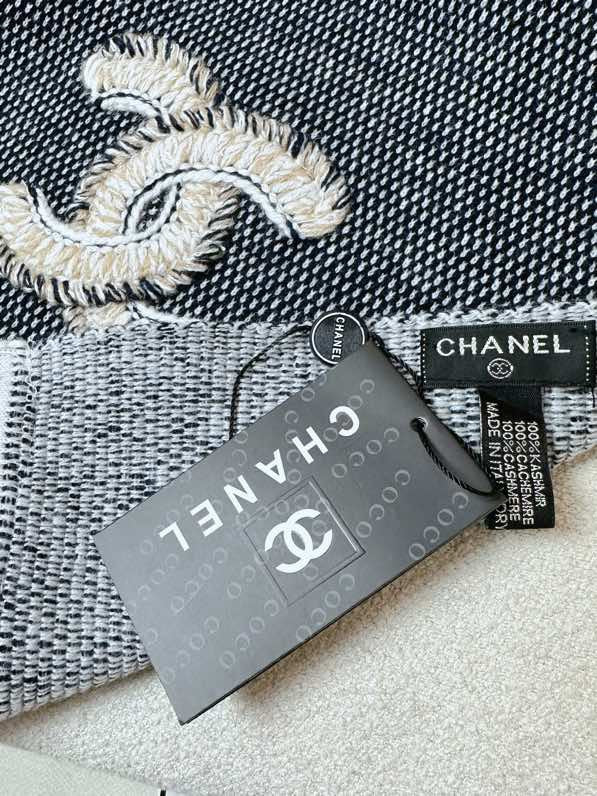 CC Scarf 220 CM In Black Grey Mix White Cashmere 389887