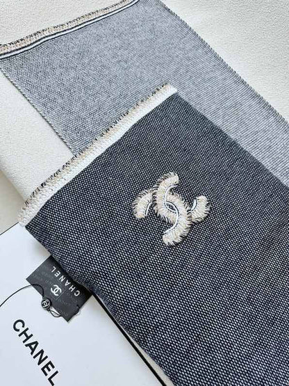 CC Scarf 220 CM In Black Grey Mix White Cashmere 389887