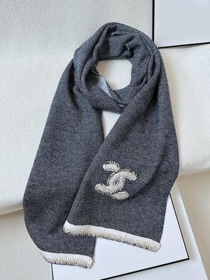 CC Scarf 220 CM In Black Grey Mix White Cashmere 389887