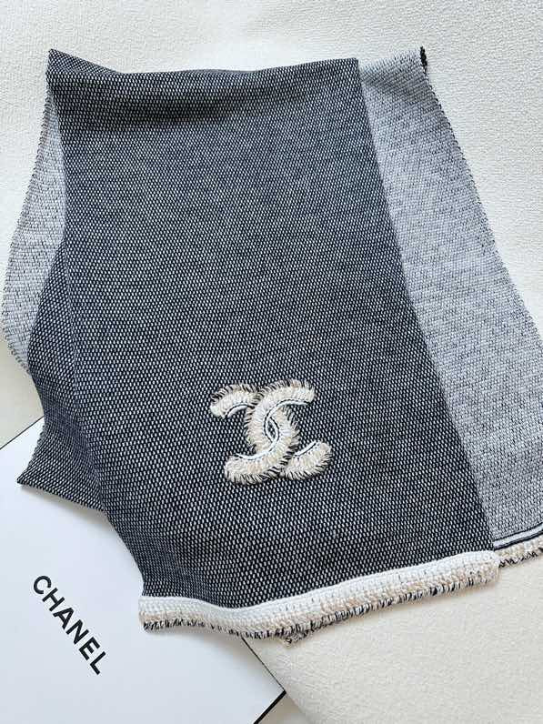 CC Scarf 220 CM In Black Grey Mix White Cashmere 389887