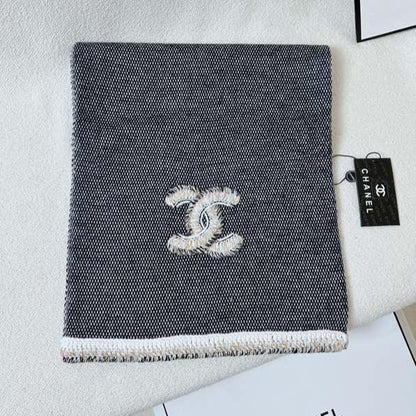 CC Scarf 220 CM In Black Grey Mix White Cashmere 389887