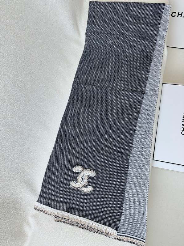 CC Scarf 220 CM In Black Grey Mix White Cashmere 389887