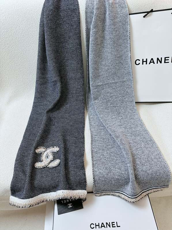 CC Scarf 220 CM In Black Grey Mix White Cashmere 389887