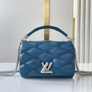 GO-14 PM 20 IN INDIGO DYE QUILTED LAMBSKIN SILVER HARDWARE