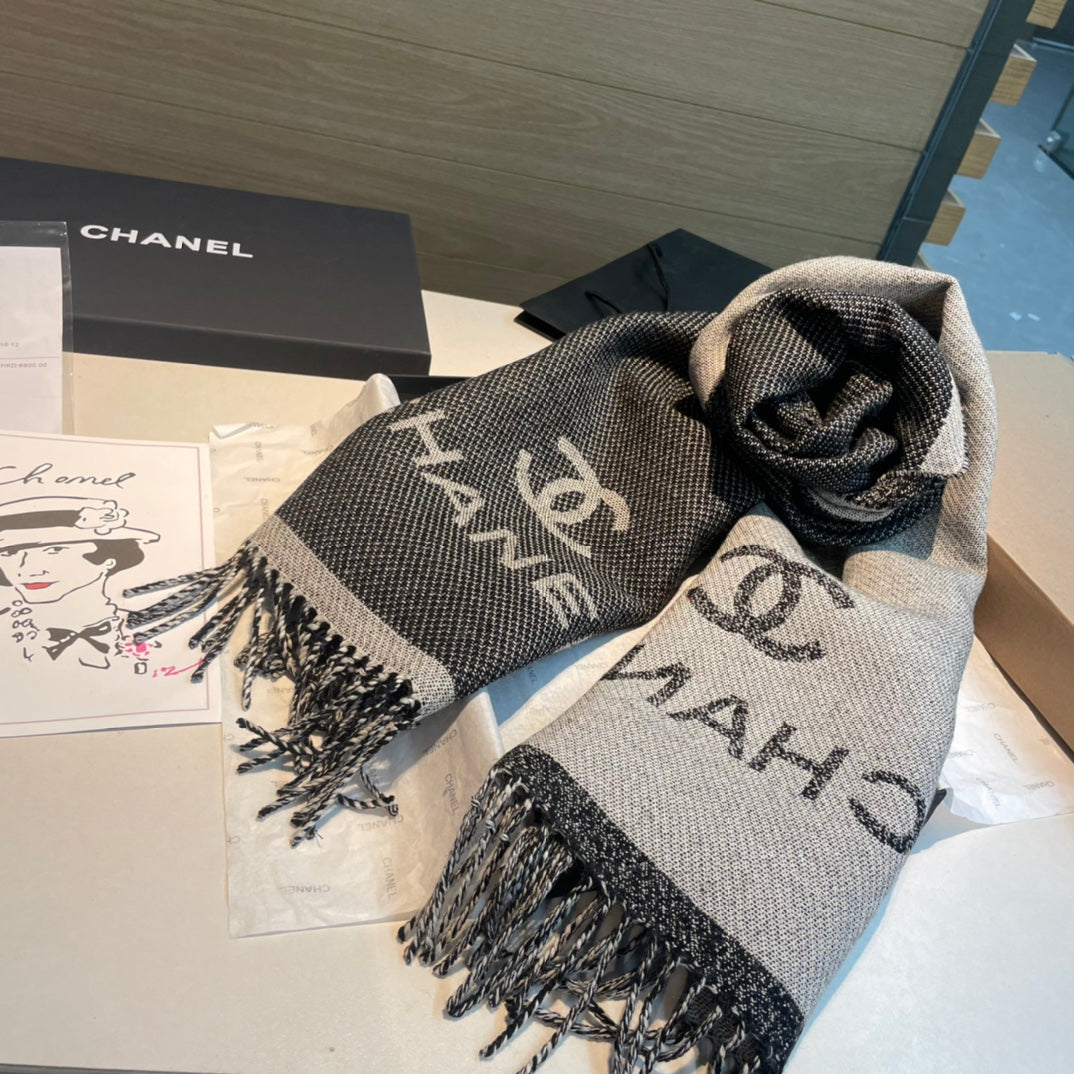 CC Scarf 200 CM In Grey Mix White Wool 403798