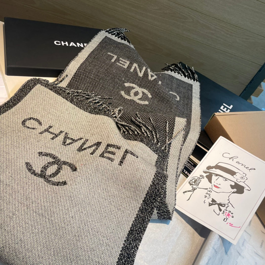 CC Scarf 200 CM In Grey Mix White Wool 403798