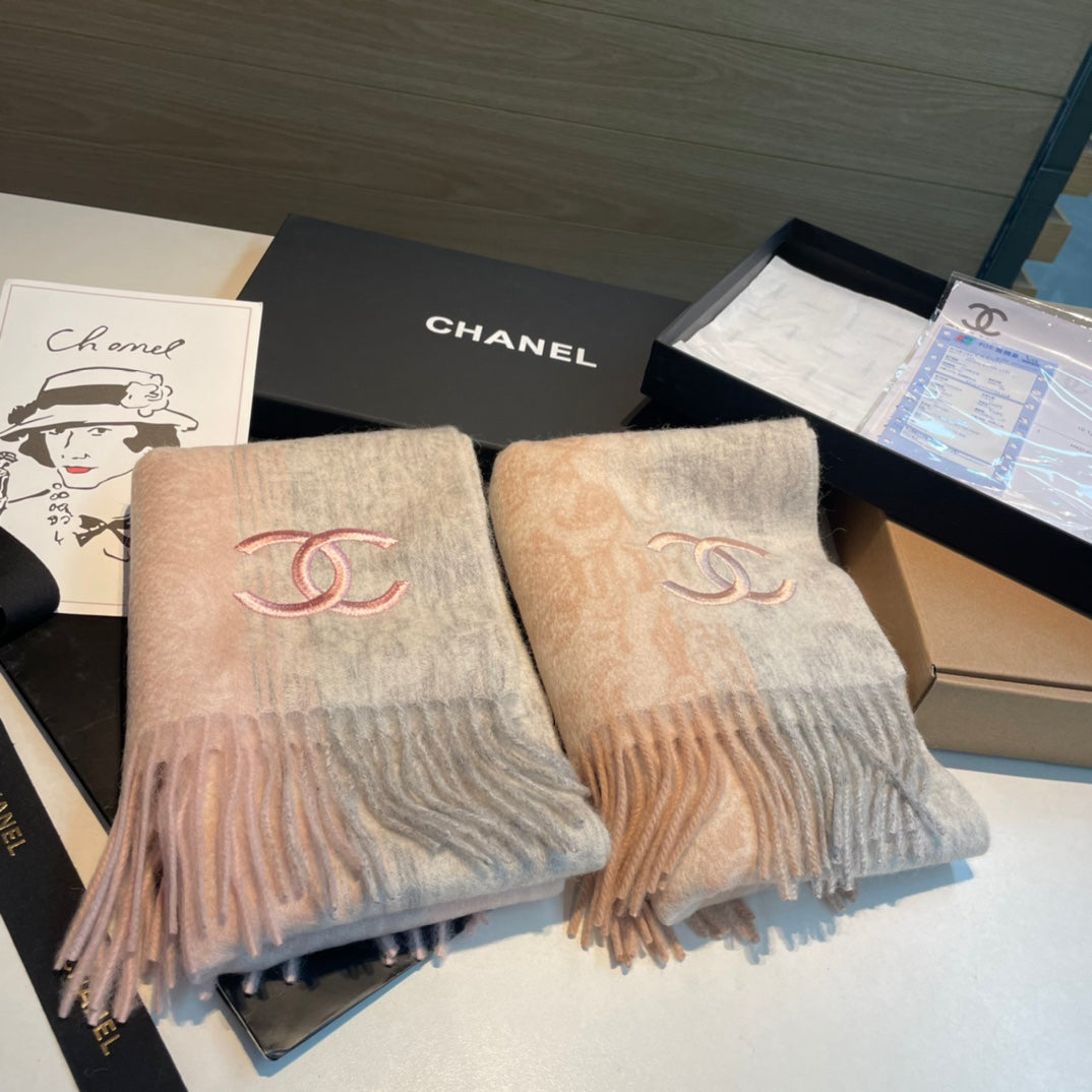 CC Scarf 180 CM In Light Beige Mix Light Grey Cashmere 408592