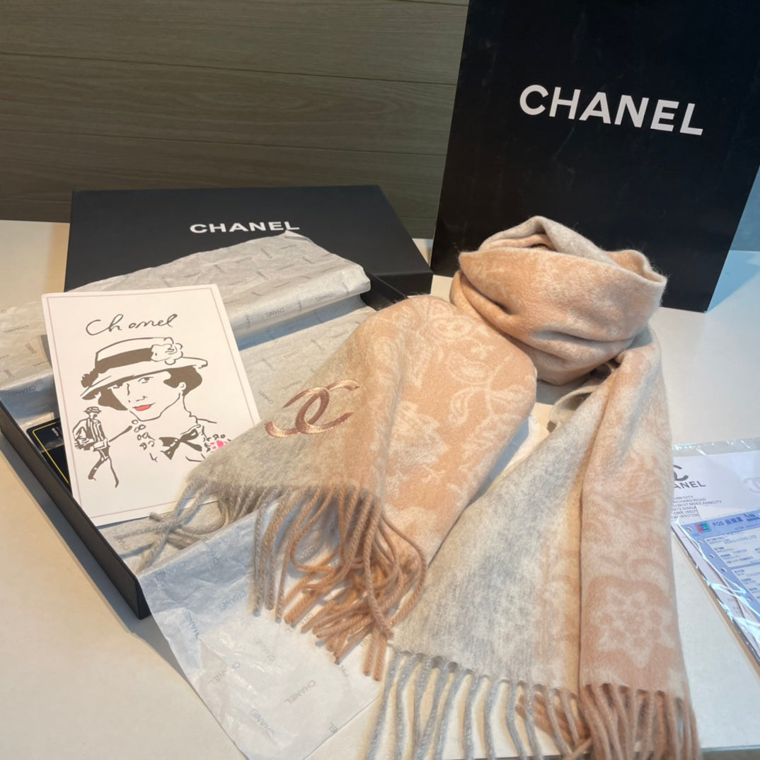 CC Scarf 180 CM In Light Beige Mix Light Grey Cashmere 408592