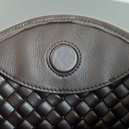 BV Small Cobble Top Handle 23cm Chocolate Lambskin