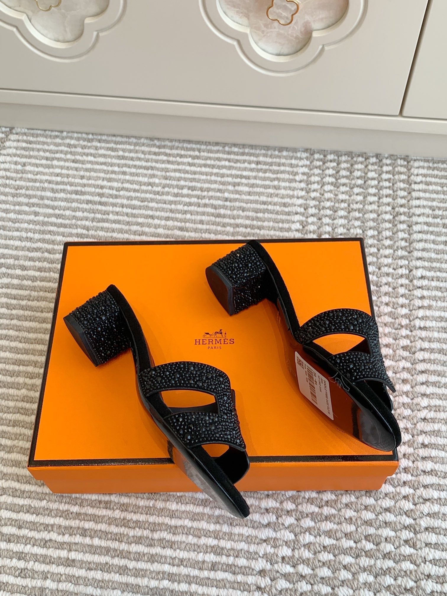 HM Oasis Sandal 50mm Black Suede Goatskin 291392