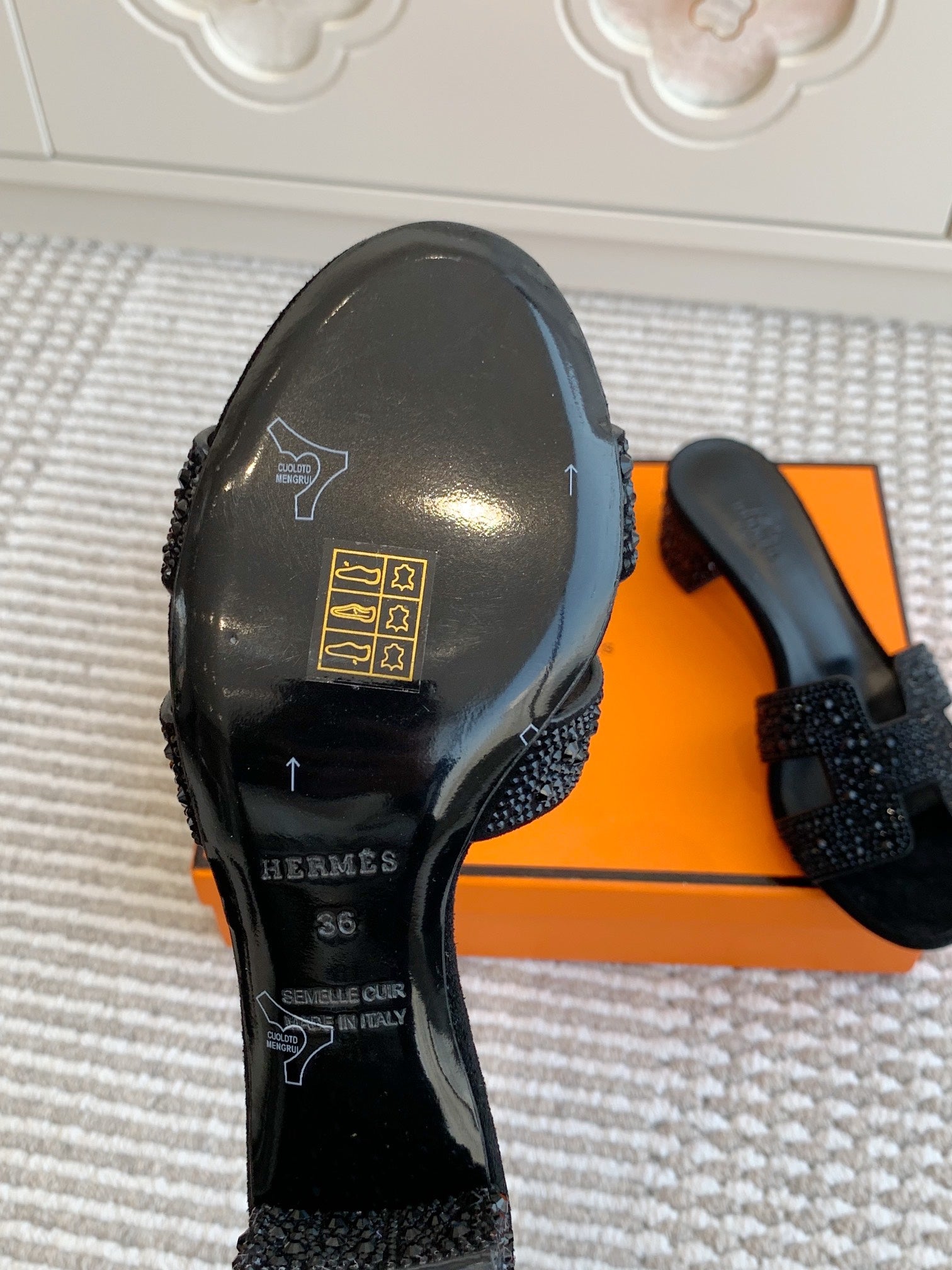 HM Oasis Sandal 50mm Black Suede Goatskin 291392