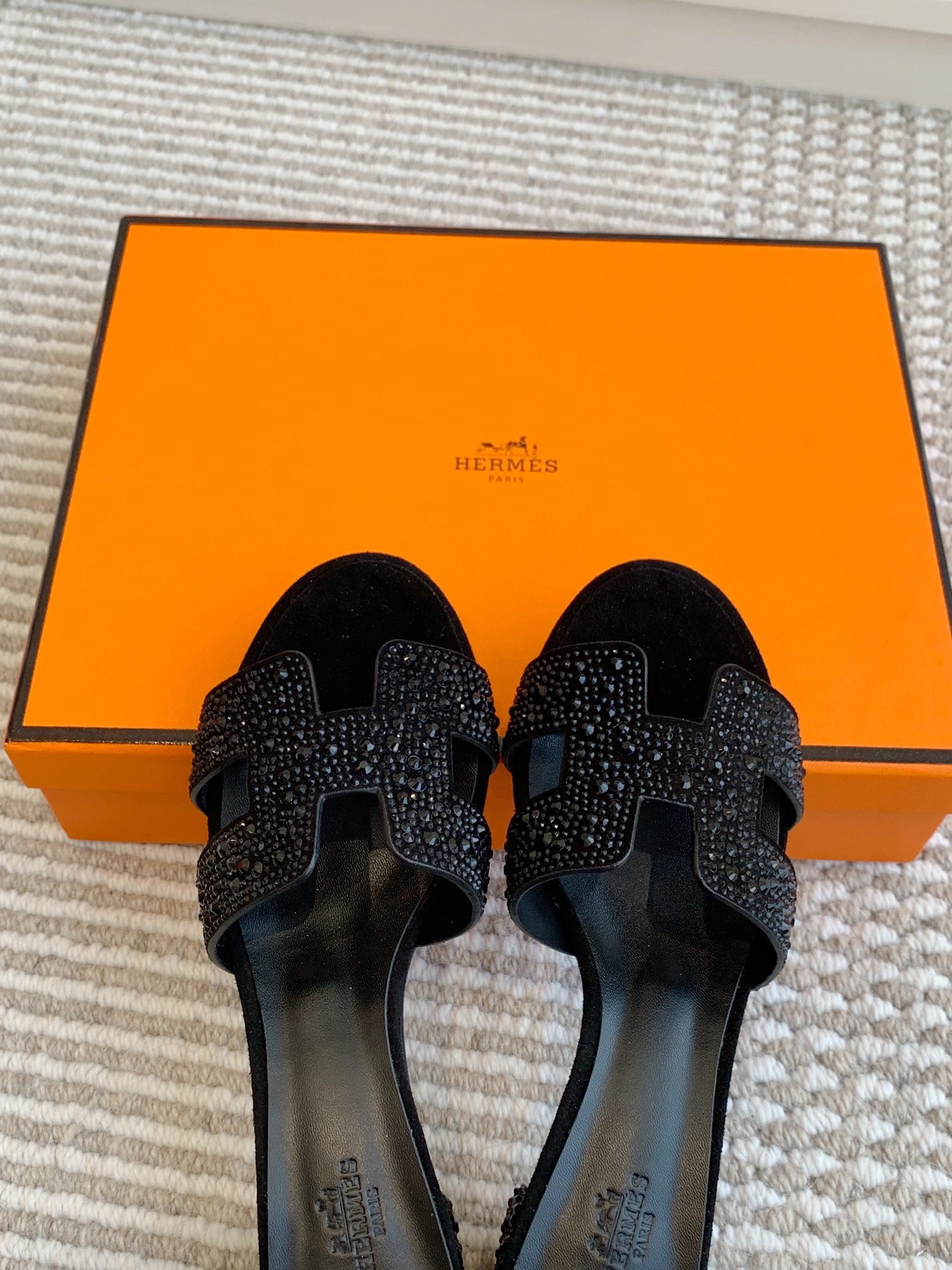 HM Oasis Sandal 50mm Black Suede Goatskin 291392