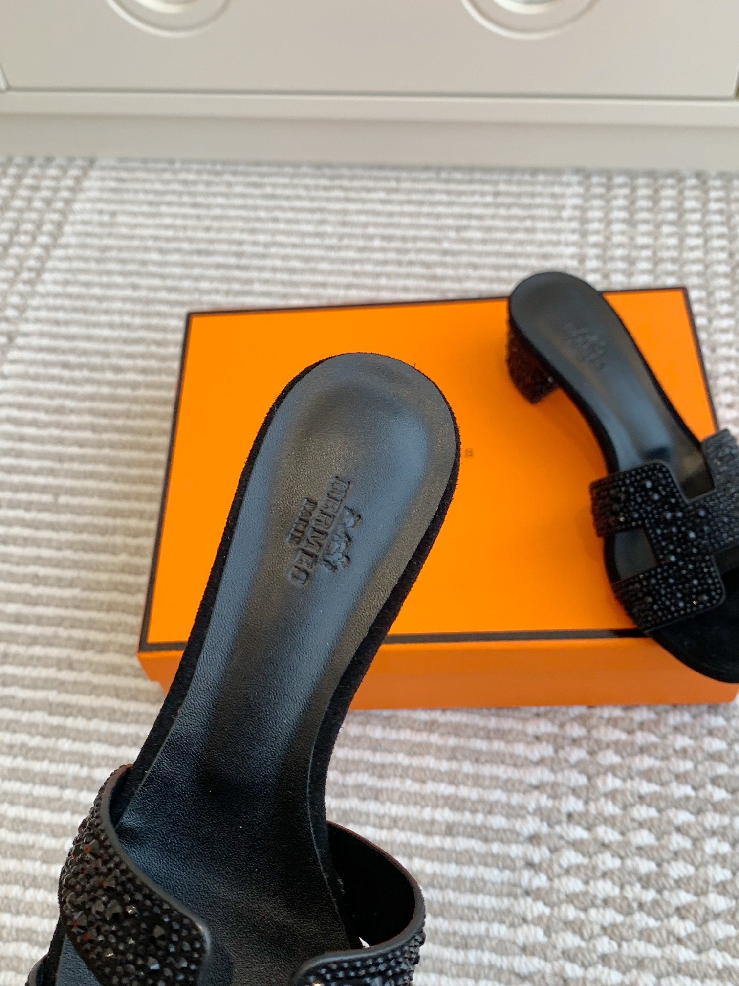 HM Oasis Sandal 50mm Black Suede Goatskin 291392