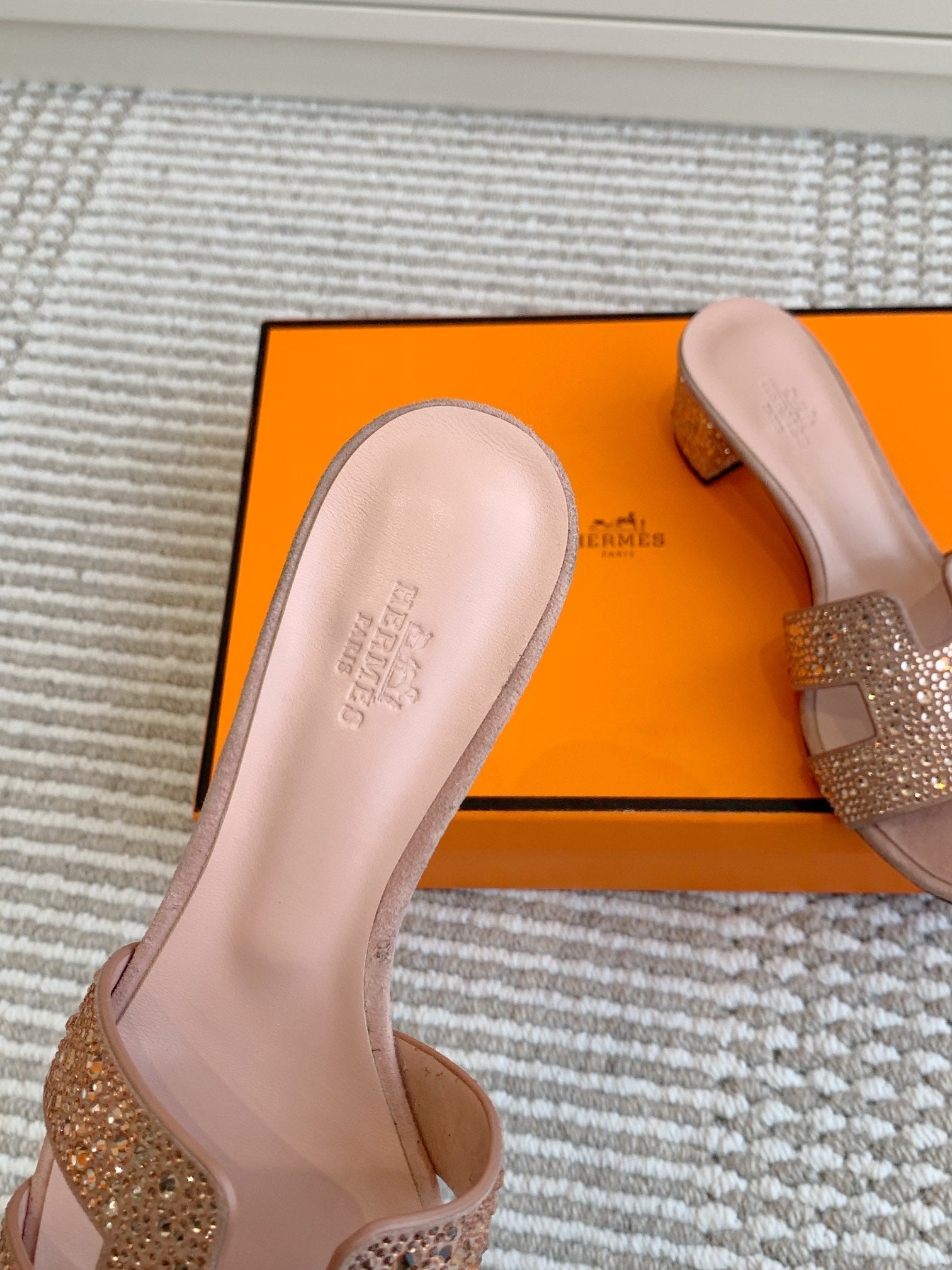 HM Oasis Sandal 50mm Pink Suede Goatskin 291394