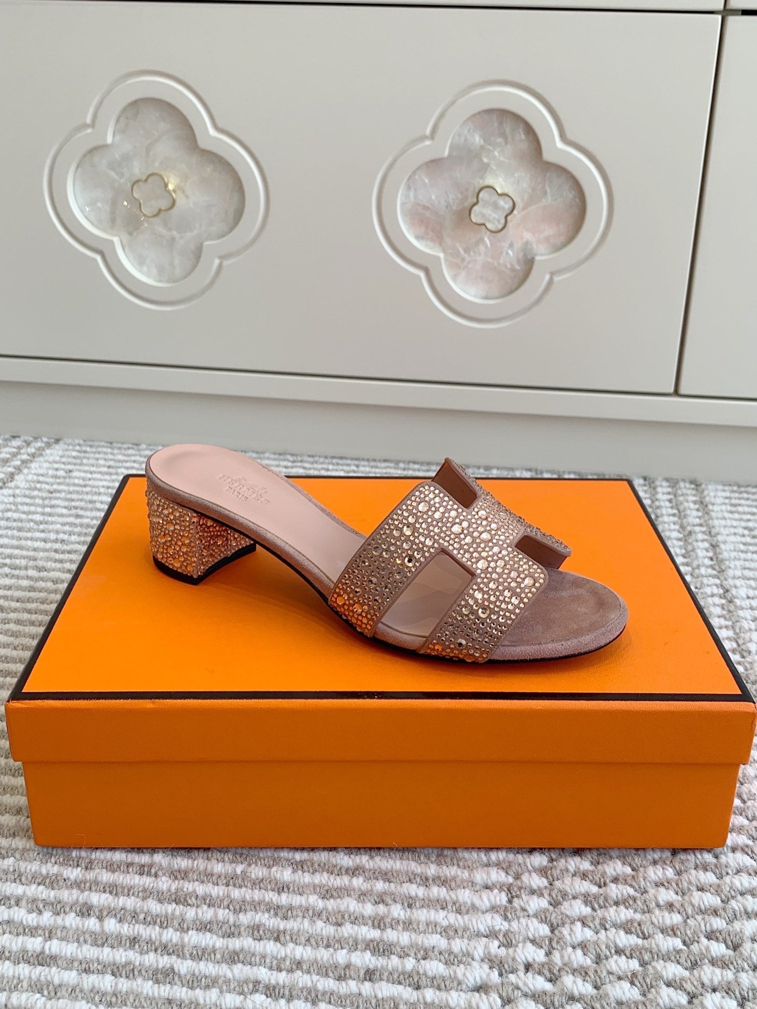 HM Oasis Sandal 50mm Pink Suede Goatskin 291394